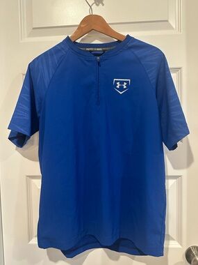 Under Armour Boys YXL Blue Utility Short Sleeve Cage Jacket 1/4 Zip EUC